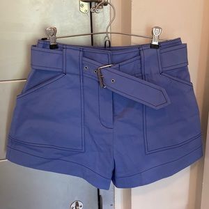Derek Lam 10 Crosby Blue Belted Shorts